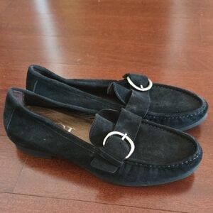 AGL Black Suede Slip-On Loafers